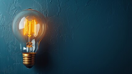 A single classic tungsten light bulb glows against a dark background, symbolizing ideas and innovation