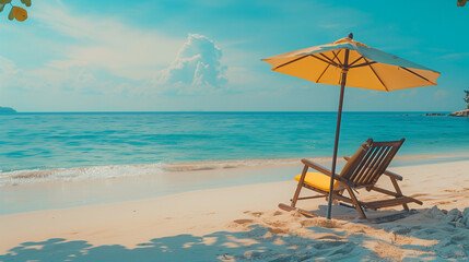 beach chair and umbrella on the beach