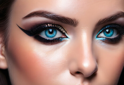Ojos celestes maquillados