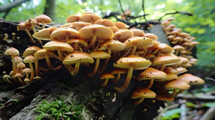 Mushrooms On A Tree Trunk
