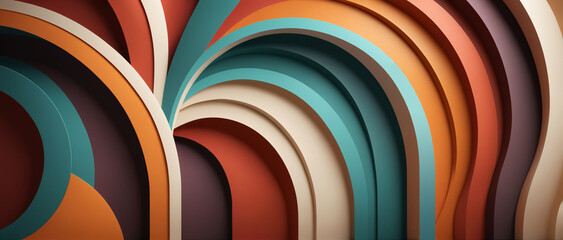 Abstract, retro, vintage, 3D wallpaper of curves