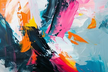  Expressive abstract oil painting with bold colors and dynamic brushstrokes, modern art