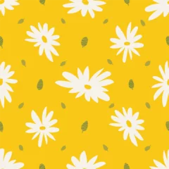 Foto op Canvas Cute spring, summer flowers. Seamless pattern for textile, fabric, paper print. Vector illustration in modern style. © Natallia