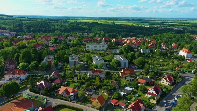 Panorama Houses Forest Zlotoryja Aerial View Poland