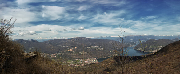 Panoramic photo of Lake Lugano.
