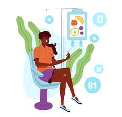 Woman with vitamins. Healthy lifestyle and proper diet and nutrition. Young girl with natural and organic products, vegetables and fruits. Cartoon flat vector illustration isolated on white background