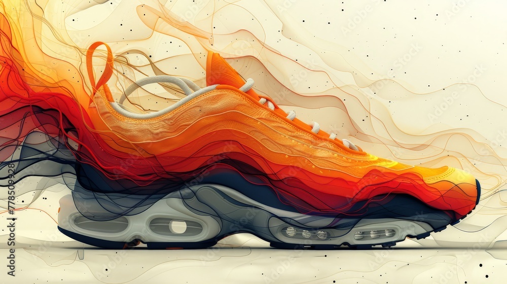 Canvas Prints Flame Wave Sneaker