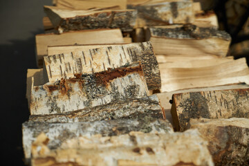 Fototapeta na wymiar chopped firewood, wood, birch, firewood for the barbecue