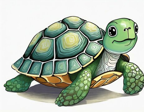mini cartoon Turtle image fot children with white background 