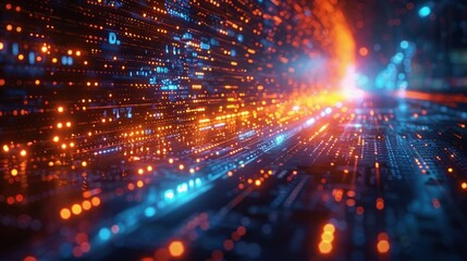 Fototapeta premium Cyber information structure and data flow with a futuristic theme