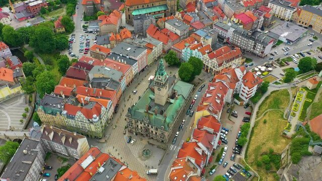 Old Town Market Square Klodzko Rynek Ratusz Aerial View Poland