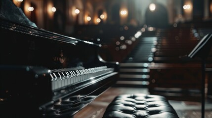 A piano on a luxurious stage in the room