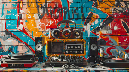 Naklejka premium Urban Vibrations: A Snapshot of Street Music Culture and Artistry