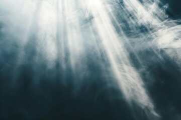 Ethereal white fog, dreamy mist, soft light rays, abstract minimalist background - obrazy, fototapety, plakaty