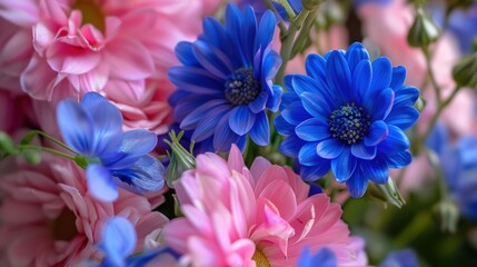Vibrant blue and pink flowers are full of life and a reminder of beauty and joy