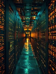 A genetic library of pathogens, each specimen stored as a glowing data point in a vast, dark archive  - obrazy, fototapety, plakaty