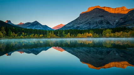 Mirrored Perfection: Nature Reflected in a Pristine Mountain Lake