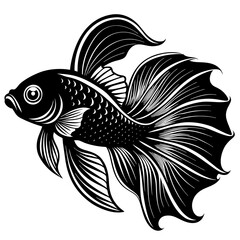 betta fish silhouette vector illustration