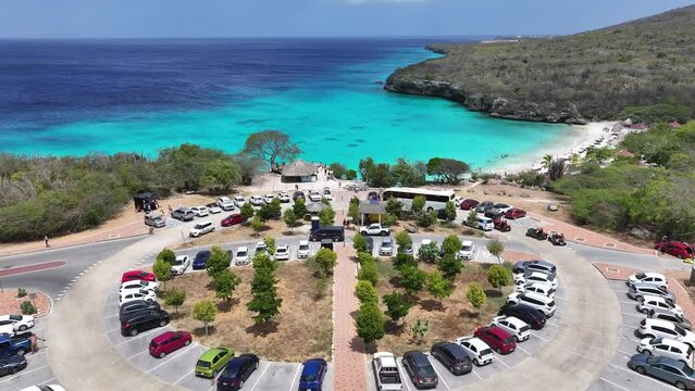 Curacao Skyline At Willemstad In Netherlands Curacao. Island Beach. Blue Sea Landscape. Willemstad At Netherlands Curacao. Tourism Background. Nature Seascape.