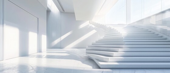 White Architecture Construction Modern Interior Background. 3d Render Illustration