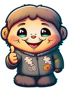 Cute happy Smiling Boy Giving Thumbs Up Cartoon Style  Isolated Background High Resolution 300PPI PNG File