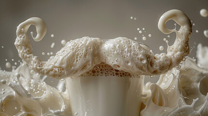 Obraz premium A mustache is made out of milk and is floating in the air