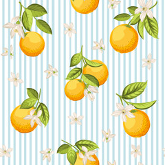 Seamless floral pattern with oranges. Vector illustration. - 778522508