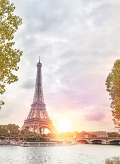 Eiffel tower in Paris at sunset. - 778523150