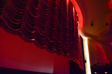 Raj Mandir Theater in Jaipur with illuminated red velvet looms