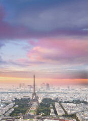 Eiffel tower in Paris at sunset. - 778523509