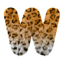 jaguar letter W - Capital 3d leopard font - suitable for safari, wildlife or nature related subjects