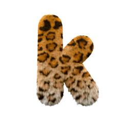 jaguar letter K - Small 3d leopard font - Suitable for safari, wildlife or nature related subjects