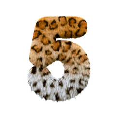 jaguar number 5 -  3d leopard digit - Suitable for safari, wildlife or nature related subjects