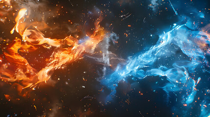 fire and ice elements merging in the universe
