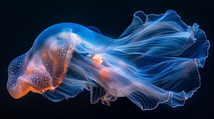 Fototapeta premium A jellyfish with orange and blue colors
