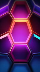 Abstract Neon Hexagonal Network Design on Dark Background