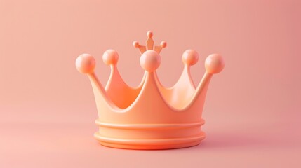 A minimalistic 3D-rendered image of a crown with a smooth pastel finish, symbolizing concepts of royalty and leadership - obrazy, fototapety, plakaty