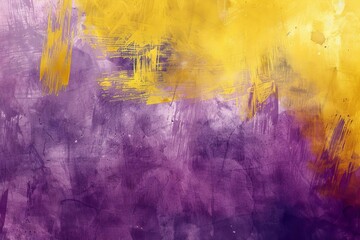Abstract watercolor background with yellow and purple brushstrokes, vibrant texture, digital painting