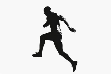 Fototapeta na wymiar Silhouette of male athlete on white background, dynamic sports pose, vector illustration