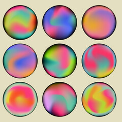 set of gradient vector wavy circles sphere