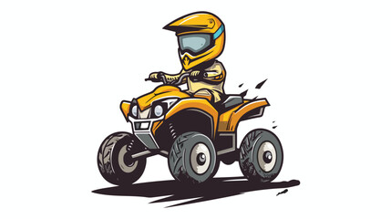 Obraz na płótnie Canvas Cartoon smiling Atv bike mascot flat vector isolated on