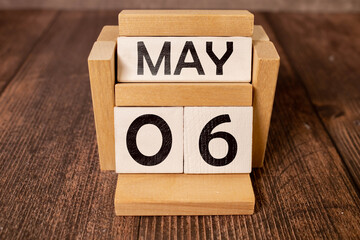 06 May text with blackboard background for calendar.