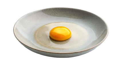 Plate of egg raw yolk isolated on transparent background.