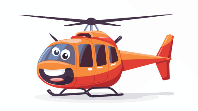 Cartoon smiling helicopter mascot character flat vector