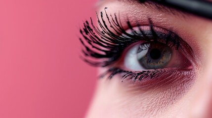 Make up with mascara on eye with long eyelash wallpaper background