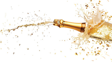 Champagne explosion for celebrating flat vector isolated
