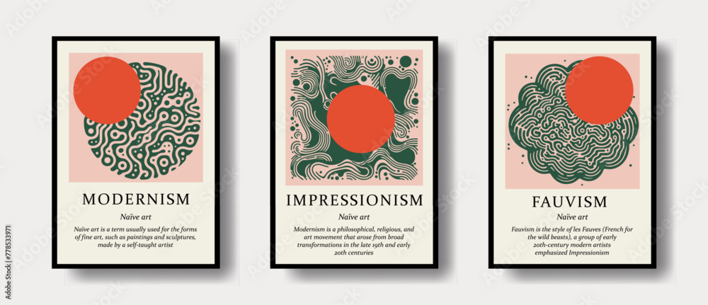 Aufkleber Set of poster templates with modern surrealistic designs of fluid blobs and lines.