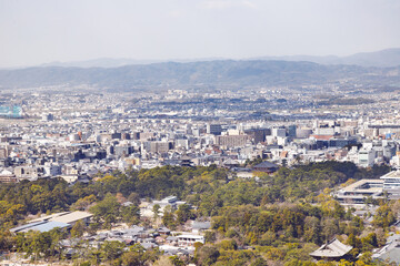奈良、若草山から見た奈良市街の風景