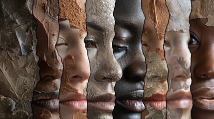 A gallery of diverse skin textures, from smooth and velvety to rough and weathered, each telling a story of resilience and lived experience. - obrazy, fototapety, plakaty