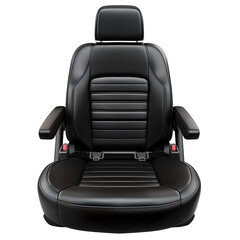 Black leather car seat with armrests front view